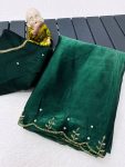 DESIGNER JIMMY CHOO HAND WORK SAREE WITH UNSTITCHED BLOUSE PARTY WEAR WHOLESALE PRICE ETHNIC GARMENT (3)