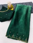 DESIGNER JIMMY CHOO HAND WORK SAREE WITH UNSTITCHED BLOUSE PARTY WEAR WHOLESALE PRICE ETHNIC GARMENT (3)