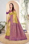 DESIGNER KANJIVARAM ZARI WEAVING WORK SAREE WITH UNSTITCHED BLOUSE FESTIVAL WEAR WHOLESALE PRICE ETHNIC GARMENT 2 (8)