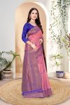 DESIGNER KANJIVARAM ZARI WEAVING WORK SAREE WITH UNSTITCHED BLOUSE FESTIVAL WEAR WHOLESALE PRICE ETHNIC GARMENT 2 (10)