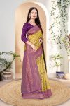 DESIGNER KANJIVARAM ZARI WEAVING WORK SAREE WITH UNSTITCHED BLOUSE FESTIVAL WEAR WHOLESALE PRICE ETHNIC GARMENT 2 (8)