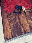 DESIGNER KANJIVARAM ZARI WEAVING WORK SAREE WITH UNSTITCHED BLOUSE FESTIVAL WEAR WHOLESALE PRICE ETHNIC GARMENT (3)