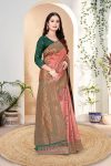 DESIGNER KANJIVARAM ZARI WEAVING WORK SAREE WITH UNSTITCHED BLOUSE FESTIVAL WEAR WHOLESALE PRICE ETHNIC GARMENT 4 (7)