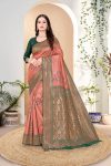 DESIGNER KANJIVARAM ZARI WEAVING WORK SAREE WITH UNSTITCHED BLOUSE FESTIVAL WEAR WHOLESALE PRICE ETHNIC GARMENT 4 (7)