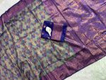 DESIGNER KANJIVARAM ZARI WEAVING WORK SAREE WITH UNSTITCHED BLOUSE FESTIVAL WEAR WHOLESALE PRICE ETHNIC GARMENT (8)