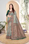 DESIGNER KANJIVARAM ZARI WEAVING WORK SAREE WITH UNSTITCHED BLOUSE FESTIVAL WEAR WHOLESALE PRICE ETHNIC GARMENT (73)