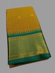 DESIGNER LICHI COTTON JACQUARD WEAVING WORK SAREE WITH UNSTITCHED BLOUSE YELLOW