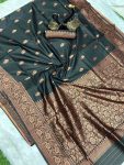 DESIGNER LICHI SILK WEAVING WORK SAREE WITH UNSTITCHED BLOUSE FESTIVAL WEAR WHOLESALE PRICE ETHNIC GARMENT 1 (4)