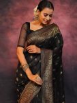 DESIGNER LICHI SILK WEAVING WORK SAREE WITH UNSTITCHED BLOUSE FESTIVAL WEAR WHOLESALE PRICE ETHNIC GARMENT 1 (4)