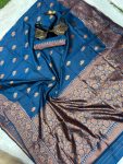 DESIGNER LICHI SILK WEAVING WORK SAREE WITH UNSTITCHED BLOUSE FESTIVAL WEAR WHOLESALE PRICE ETHNIC GARMENT (9)