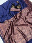 DESIGNER LICHI SILK WEAVING WORK SAREE WITH UNSTITCHED BLOUSE FESTIVAL WEAR WHOLESALE PRICE ETHNIC GARMENT (12)
