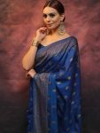 DESIGNER LICHI SILK WEAVING WORK SAREE WITH UNSTITCHED BLOUSE FESTIVAL WEAR WHOLESALE PRICE ETHNIC GARMENT (9)