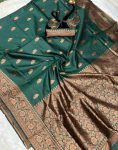 DESIGNER LICHI SILK WEAVING WORK SAREE WITH UNSTITCHED BLOUSE FESTIVAL WEAR WHOLESALE PRICE ETHNIC GARMENT (33)