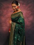 DESIGNER LICHI SILK WEAVING WORK SAREE WITH UNSTITCHED BLOUSE FESTIVAL WEAR WHOLESALE PRICE ETHNIC GARMENT (33)