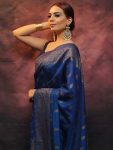 DESIGNER LICHI SILK WEAVING WORK SAREE WITH UNSTITCHED BLOUSE FESTIVAL WEAR WHOLESALE PRICE ETHNIC GARMENT (9)