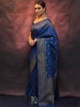 DESIGNER LICHI SILK WEAVING WORK SAREE WITH UNSTITCHED BLOUSE FESTIVAL WEAR WHOLESALE PRICE ETHNIC GARMENT (9)