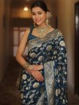 DESIGNER LICHI SILK ZARI WEAVING WORK SAREE WITH UNSTITCHED BLOUSE FESTIVAL WEAR WHOLESALE PRICE ETHNIC GARMENT (13)