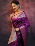 DESIGNER LICHI SILK ZARI WEAVING WORK SAREE WITH UNSTITCHED BLOUSE FESTIVAL WEAR WHOLESALE PRICE ETHNIC GARMENT (11)