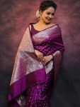 DESIGNER LICHI SILK ZARI WEAVING WORK SAREE WITH UNSTITCHED BLOUSE FESTIVAL WEAR WHOLESALE PRICE ETHNIC GARMENT (11)