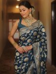 DESIGNER LICHI SILK ZARI WEAVING WORK SAREE WITH UNSTITCHED BLOUSE FESTIVAL WEAR WHOLESALE PRICE ETHNIC GARMENT (13)