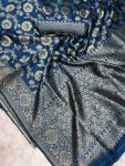 DESIGNER LICHI SILK ZARI WEAVING WORK SAREE WITH UNSTITCHED BLOUSE FESTIVAL WEAR WHOLESALE PRICE ETHNIC GARMENT (13)