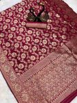 DESIGNER LICHI SILK ZARI WEAVING WORK SAREE WITH UNSTITCHED BLOUSE FESTIVAL WEAR WHOLESALE PRICE ETHNIC GARMENT 2 (4)