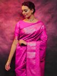 DESIGNER LICHI SILK ZARI WEAVING WORK SAREE WITH UNSTITCHED BLOUSE FESTIVAL WEAR WHOLESALE PRICE ETHNIC GARMENT (36)