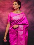 DESIGNER LICHI SILK ZARI WEAVING WORK SAREE WITH UNSTITCHED BLOUSE FESTIVAL WEAR WHOLESALE PRICE ETHNIC GARMENT (36)