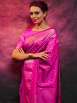 DESIGNER LICHI SILK ZARI WEAVING WORK SAREE WITH UNSTITCHED BLOUSE FESTIVAL WEAR WHOLESALE PRICE ETHNIC GARMENT (36)