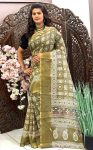 DESIGNER LINEN DIGITAL PRINT WORK WITH SEQUENCE LACE SAREE WITH UNSTITCHED BLOUSE PARTY WEAR WHOLESALE PRICE ETHNIC GARMENT (5)