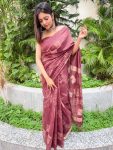 DESIGNER LINEN SILK DIGITAL PRINTED SAREE WITH UNSTITCHED BLOUSE PARTY WEAR WHOLESALE PRICE ETHNIC GARMENT (5)