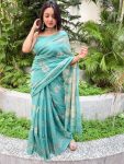 DESIGNER LINEN SILK DIGITAL PRINTED SAREE WITH UNSTITCHED BLOUSE PARTY WEAR WHOLESALE PRICE ETHNIC GARMENT (6)