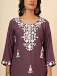 DESIGNER LIVA RAYON LUCKNOWI CHICKENKARI WORK ONLY KURTI CASUAL WEAR WHOLESALE PRICE ETHNIC GARMENT 1 (3)