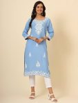 DESIGNER LIVA RAYON LUCKNOWI CHICKENKARI WORK ONLY KURTI CASUAL WEAR WHOLESALE PRICE ETHNIC GARMENT (3)