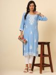 DESIGNER LIVA RAYON LUCKNOWI CHICKENKARI WORK ONLY KURTI CASUAL WEAR WHOLESALE PRICE ETHNIC GARMENT (3)