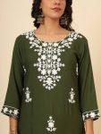 DESIGNER LIVA RAYON LUCKNOWI CHICKENKARI WORK ONLY KURTI CASUAL WEAR WHOLESALE PRICE ETHNIC GARMENT (6)