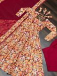 DESIGNER MUSLIN EMBROIDERY WITH DIGITAL PRINT WORK GOWN BOTTOM WITH DUPATTA FESTIVAL WEAR WHOLESALE PRICE ETHNIC GARMENT (8)