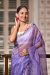 DESIGNER ORGANZA SILK DIGITAL PRINTED HANDWORK SAREE WITH UNSTITCHED BLOUSE PARTY WEAR WHOLESALE PRICE ETHNIC GARMENT (4)