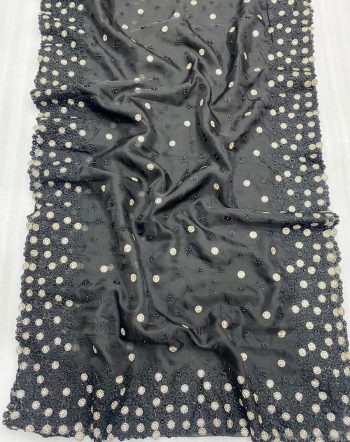 DESIGNER ORGANZA SILK EMBROIDERY  WORK SAREE WITH UNSTITCHED BLOUSE
