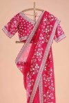 DESIGNER ORGANZA SILK SEQUENCE EMBROIDERY WORK SAREE WITH UNSTITCHED BLOUSE PARTY WEAR WHOLESALE PRICE ETHNIC GARMENT (3)