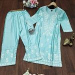 DESIGNER RAYON CHICKENKARI WORK TOP PALAZZO SET CASUAL WEAR WHOLESALE PRICE ETHNIC GARMENT (23)