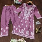 DESIGNER RAYON CHICKENKARI WORK TOP PALAZZO SET CASUAL WEAR WHOLESALE PRICE ETHNIC GARMENT (22)