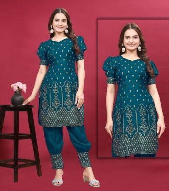 DESIGNER RAYON FOIL PRINTED TOP WITH PANT SET RAMA