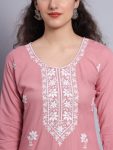 DESIGNER RAYON LUCKNOWI CHICKENKARI WORK ONLY KURTI CASUAL WEAR WHOLESALE PRICE ETHNIC GARMENT 2 (2)