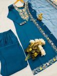 DESIGNER ROMAN SILK EMBROIDERY SEQUENCE WORK TOP BOTTOM WITH DUPATTA PARTY WEAR WHOLESALE PRICE ETHNIC GARMENT (5)