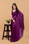 DESIGNER SHIFFON SATIN PLAIN BEAUTIFUL 1 MINUTE SAREE WITH UNSTITCHED BLOUSE PARTY WEAR WHOLESALE PRICE ETHNIC GARMENT (7)