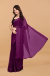 DESIGNER SHIFFON SATIN PLAIN BEAUTIFUL 1 MINUTE SAREE WITH UNSTITCHED BLOUSE PARTY WEAR WHOLESALE PRICE ETHNIC GARMENT (7)