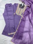 DESIGNER SILK BLEND EMBROIDERY WORK TOP BOTTOM WITH DUPATTA PARTY WEAR WHOLESALE PRICE ETHNIC GARMENT (11)