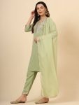 DESIGNER SILK BLEND EMBROIDERY WORK TOP BOTTOM WITH DUPATTA PARTY WEAR WHOLESALE PRICE ETHNIC GARMENT (8)
