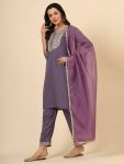 DESIGNER SILK BLEND EMBROIDERY WORK TOP BOTTOM WITH DUPATTA PARTY WEAR WHOLESALE PRICE ETHNIC GARMENT (11)